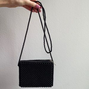 Small Black Beaded Crossbody Bag